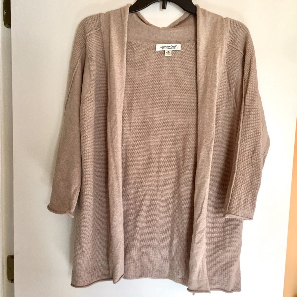 Cozy open cardigan in soft oatmeal color